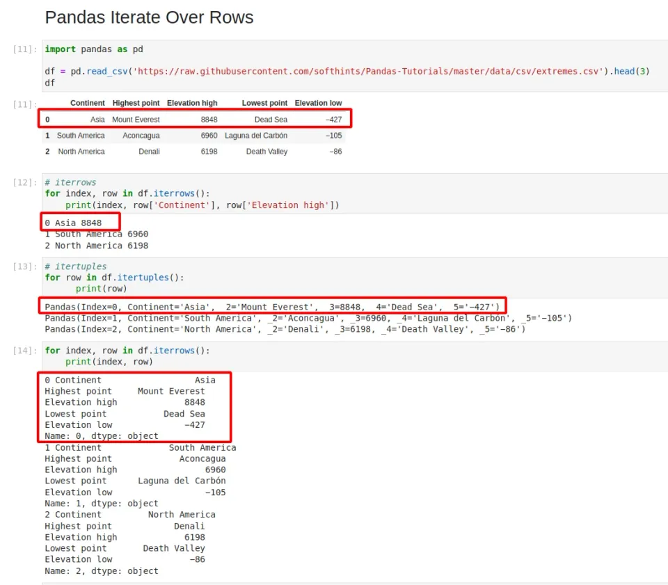 pandas iterate over rows